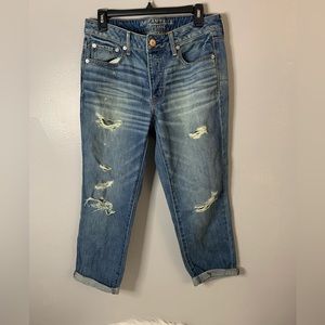 American Eagle Outfitters Distressed Boy Crop Light Denim Jeans